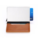 RFID Credit Card Holder Wallet - Vintage Leather Aluminium Case with Money Clip