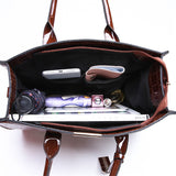 Große Einkaufstasche - Crossbody-Schulterhandtasche aus Lackleder mit Steindruck für Damen