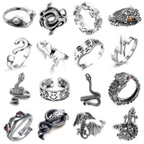 Vintage Silber Totenkopf Ring - einfacher Charme niedliches Design Schmuck Tierringe Eisenlegierung
