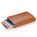 RFID Credit Card Holder Wallet - Vintage Leather Aluminium Case with Money Clip