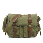 Men's Canvas Leather Messenger Bag - Big Satchel Shoulder Briefcase Travel Handbag