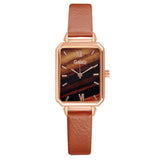 Luxe vierkant horloge voor dames - leren armband met quartz wijzerplaat