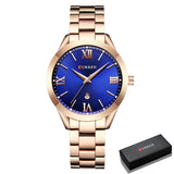 Luxury Gold Watch for Women - Stainless Steel Bracelet 3 ATM Quartz Clock Wristwatch