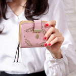 Mode-Blatt-Muster-Geldbörse für Frauen – Tasche Handtasche PU-Leder-Geldbörse Münzen Kartenhalter