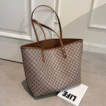 Two Piece Set Luxury Tote Handbag for Women - Designer Striped Shoulder Shopping Bag
