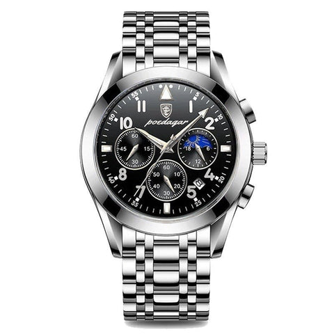 POEDAGAR-Montre à Quartz de Luxe en Acier Inoxydable pour Homme POEDAGAR-Montre à Quartz de Luxe en Acier Inoxydable pour Homme