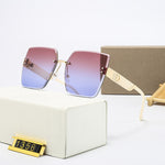 Übergroße randlose Sonnenbrille für Damen – quadratische Designer-Sonnenbrille mit UV400-Schatten