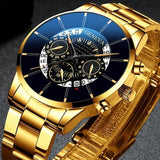 Classic Wristwatch for Men - Quartz Steel Belt Luxury Watch Calendar Business