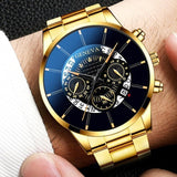 Classic Wristwatch for Men - Quartz Steel Belt Luxury Watch Calendar Business