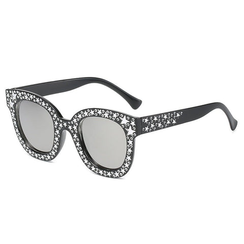 Lunettes de soleil étoiles mosaïque surdimensionnées pour femmes - Lunettes rétro mignonnes Catwalk Lunettes UV400