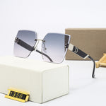 Oversized Rimless Sunglasses for Women - Designer Square Sun Glasses UV400 Shades