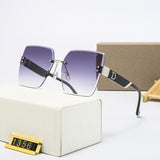 Oversized Rimless Sunglasses for Women - Designer Square Sun Glasses UV400 Shades