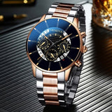 Classic Wristwatch for Men - Quartz Steel Belt Luxury Watch Calendar Business