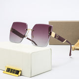 Oversized Rimless Sunglasses for Women - Designer Square Sun Glasses UV400 Shades