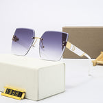 Oversized Rimless Sunglasses for Women - Designer Square Sun Glasses UV400 Shades