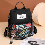 Plant Print Backpack for Women - Colorful Nylon Student Bag