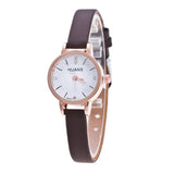 Montre vintage à petit cadran pour femme - Bracelet en cuir - Montre-bracelet à quartz