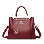 Soft Leather Handbag for Women - Luxury Designer 3 Layer Shoulder Crossbody Bag