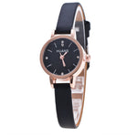 Small Dial Vintage Watch for Women - Leather Strap Bracelet Quartz Clock Wristwatch