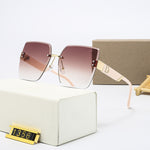 Oversized Rimless Sunglasses for Women - Designer Square Sun Glasses UV400 Shades