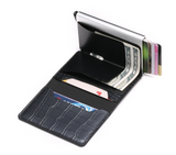 RFID-Kreditkartenhalter-Geldbörse - Vintage-Leder-Aluminium-Etui mit Geldscheinklammer