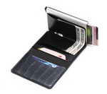 RFID Credit Card Holder Wallet - Vintage Leather Aluminium Case with Money Clip