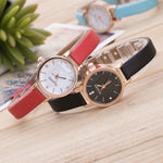 Vintage-Uhr mit kleinem Zifferblatt für Damen – Lederband-Armband-Quarzuhr-Armbanduhr
