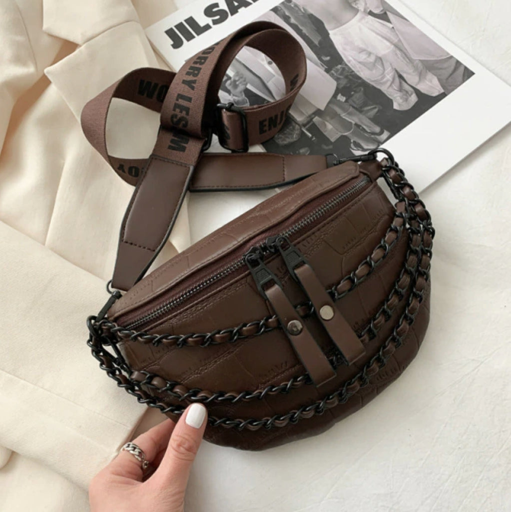 Fashion Leather Woman Belt Bag Ladies Diamond Fanny Pack Hip Pack Designer  Luxury Shoulder Crossbody Chest Bags Chain Waist Bags
